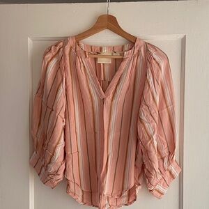 Maeve Peach Striped Blouse